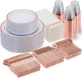Rose Gold Dinnerware Set 350 Piece for 50 Guests - Elegant Disposable
