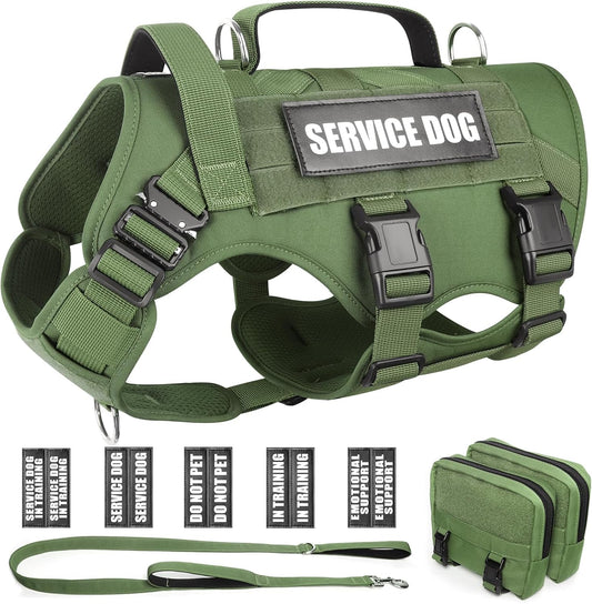 WINSEE Tactical Dog Harness with Leash for Large Breeds