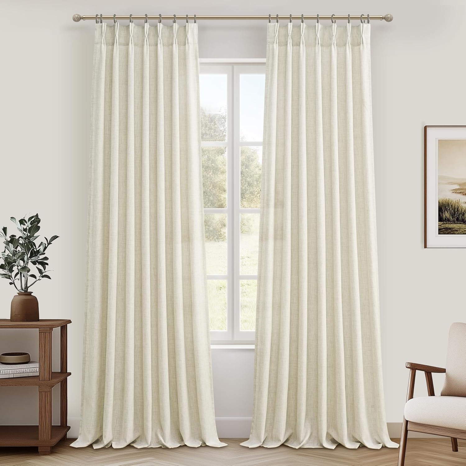 Light Filtering Thick Linen Curtains for Living Room Decor