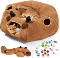 Odoland Reindeer Cat Tunnel Donut Bed with 20 Kitten Toys - Plush