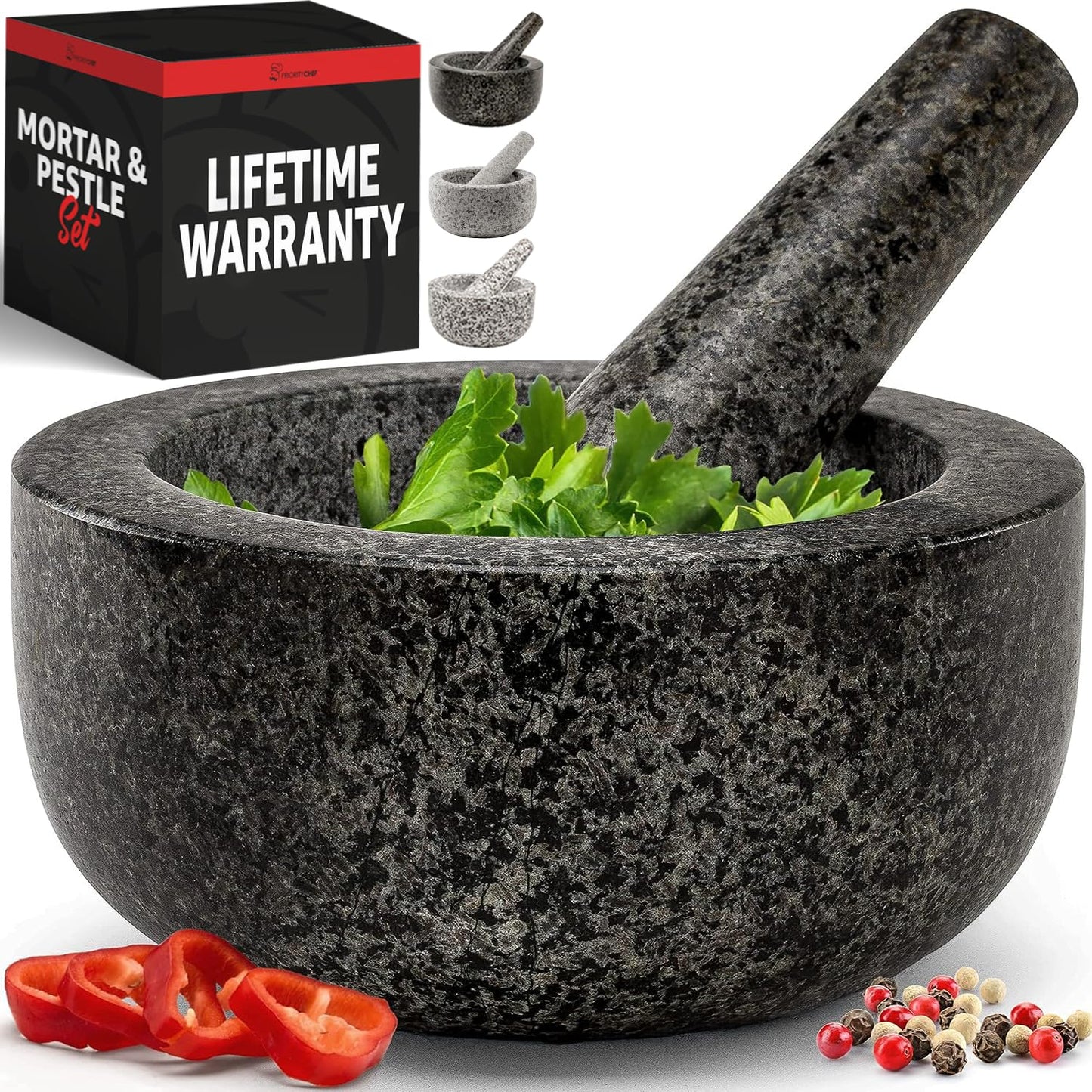 Heavy Duty Large Granite Mortar and Pestle Set for Fresh Flavors