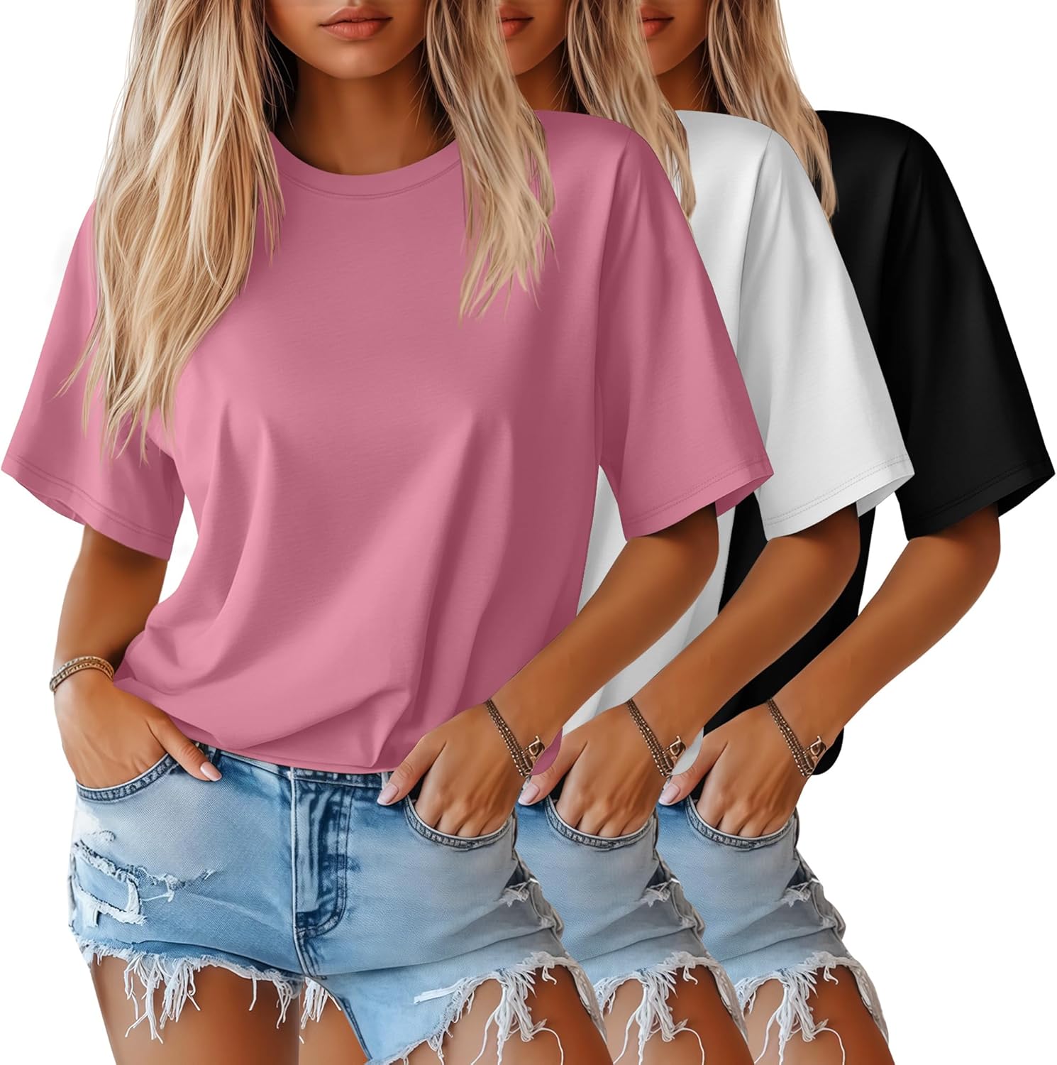 Huukeay Women's Half Sleeve T-Shirts for Casual Summer Style