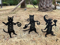 Metal Halloween Black Cat Garden Stakes 3 Pack - Spooky Yard Decor
