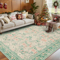 Floral Rug for Living Room Bedroom, 6x9 Washable Area Rug