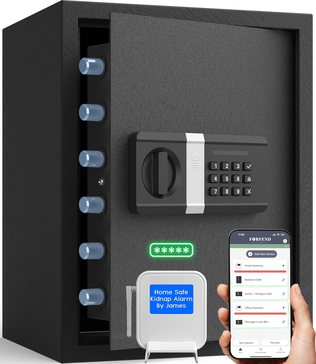 FORFEND Smart Home Safe with WiFi Lock and Alarm Features