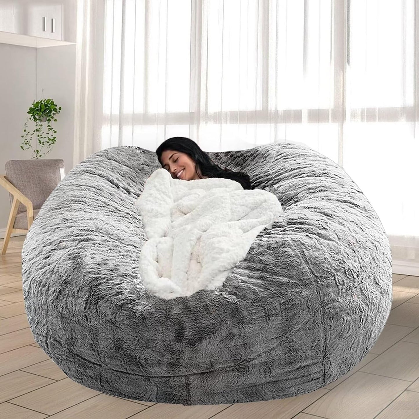 5FT Grey Bean Bag Chair: Comfy & Versatile Storage Solution