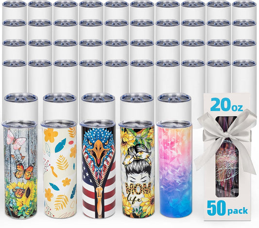 50 Pack 20oz Sublimation Tumblers by UIRZOTN for Customization