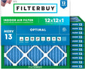 Filterbuy 12x12x1 Air Filter MERV 13 for Smoke & Allergy Defense