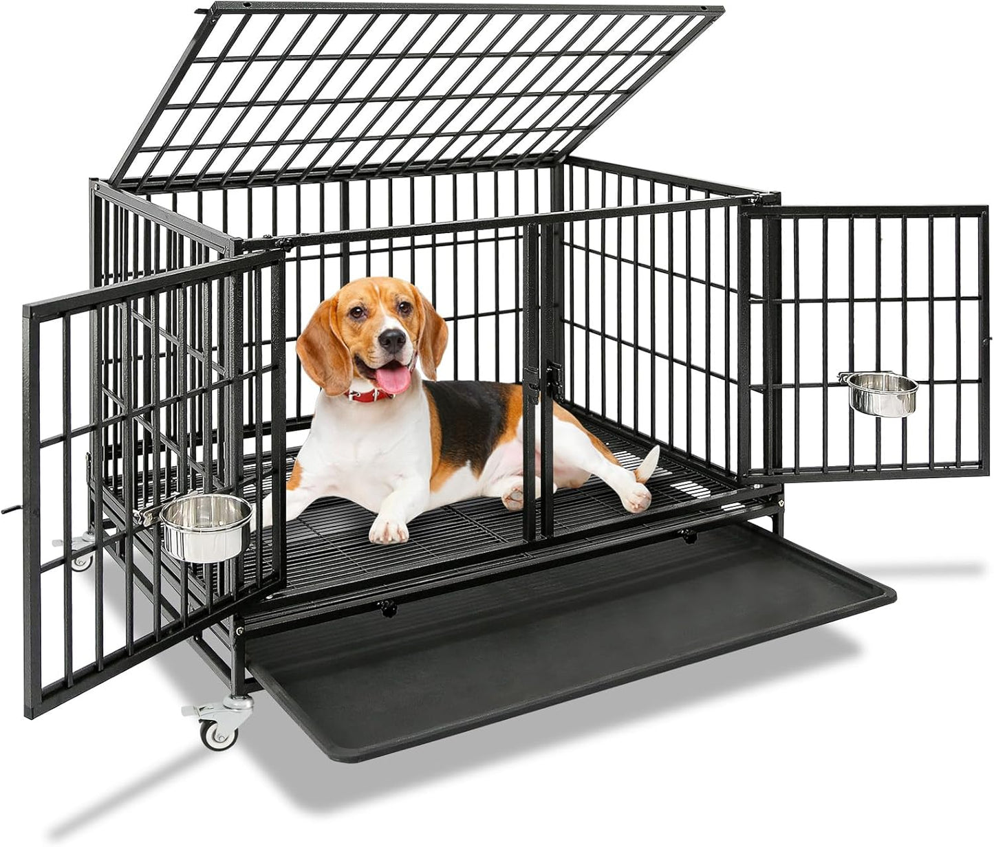Homey Pet 43 Inch Heavy Duty Dog Crate for Medium Dogs
