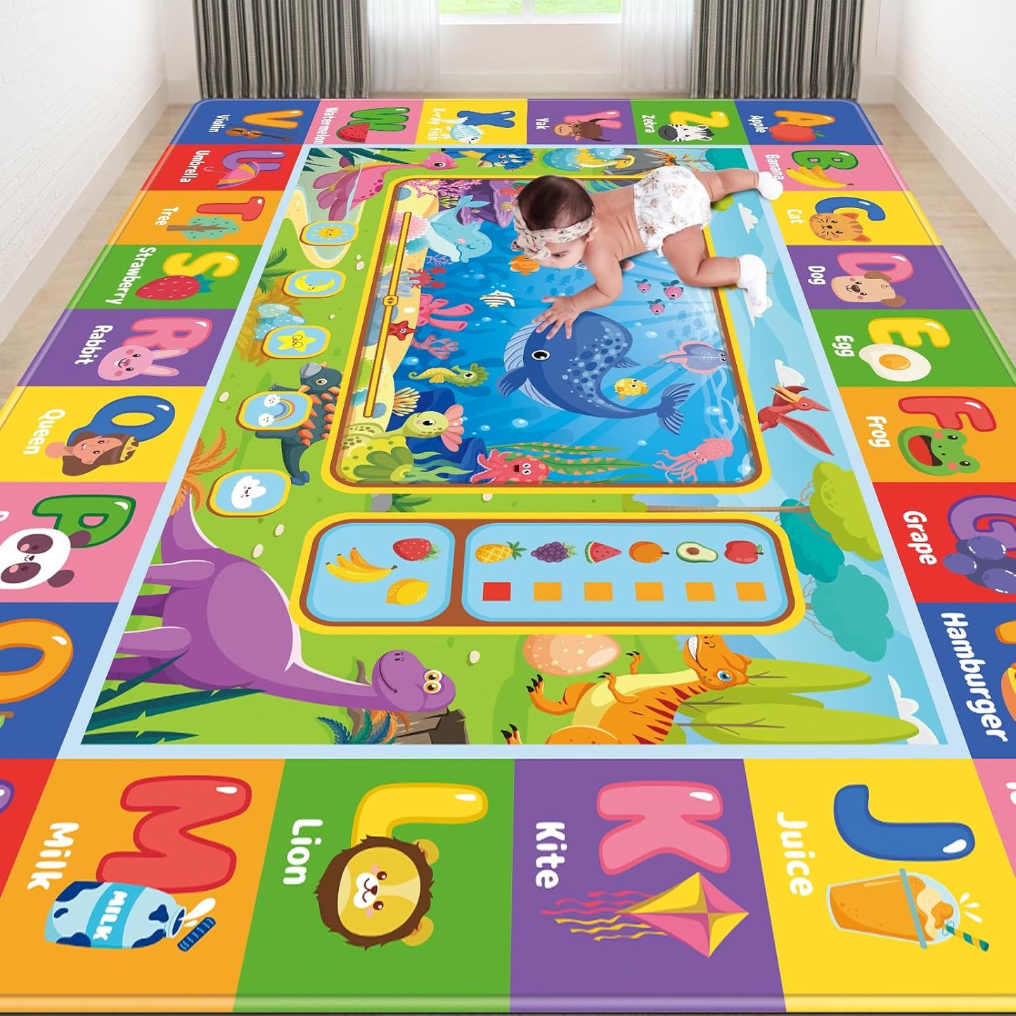 Baby Play Mat for Floor - Colorful Educational Rug for Kids