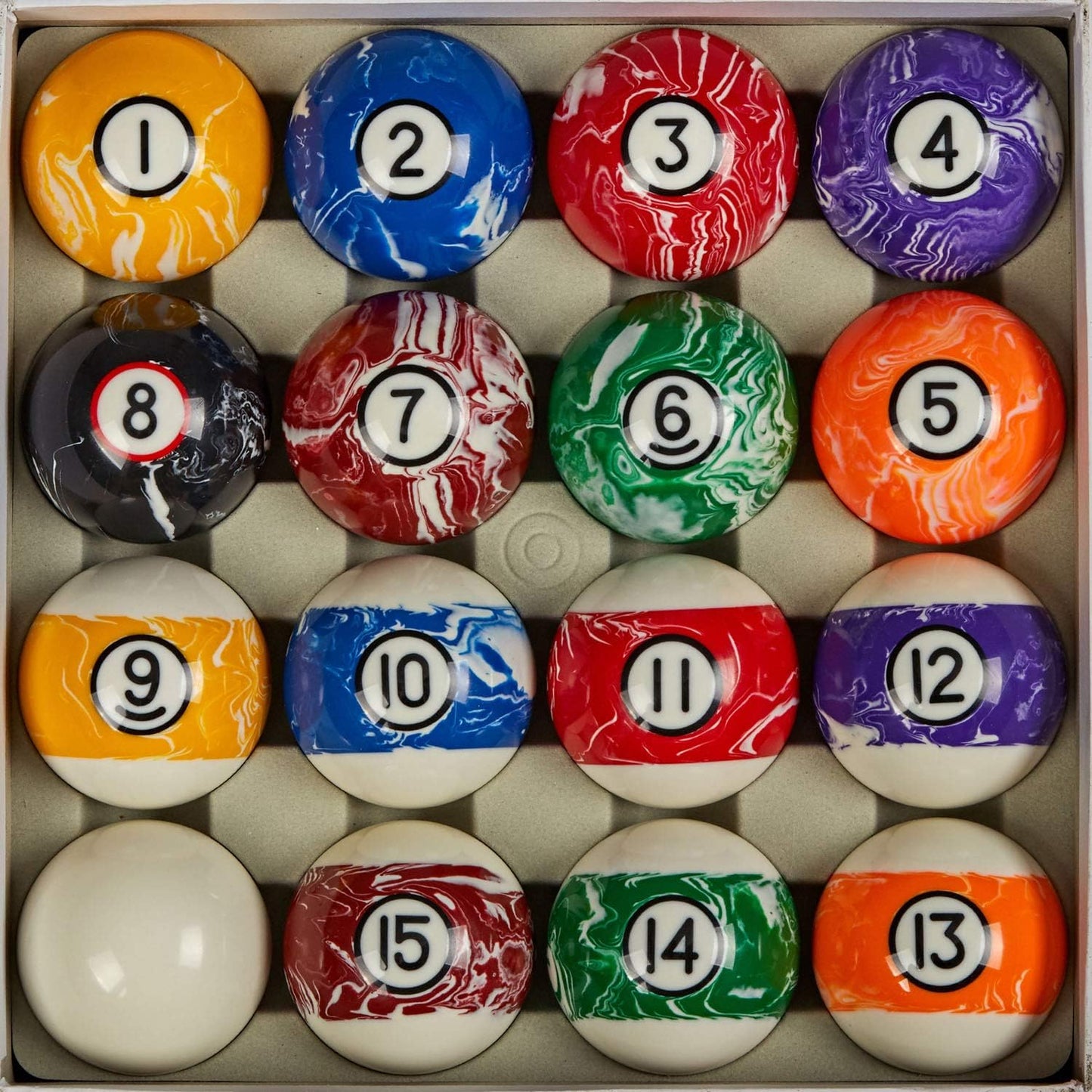 Collapsar Deluxe 2-1/4 Billiard Pool Balls Marble-Swirl Set