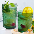 12 oz Highball Vintage Drinking Glasses Set of 12 - Embossed Sunflower