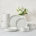 E-far 16 Piece Dinnerware Set Speckled White - Durable Stoneware