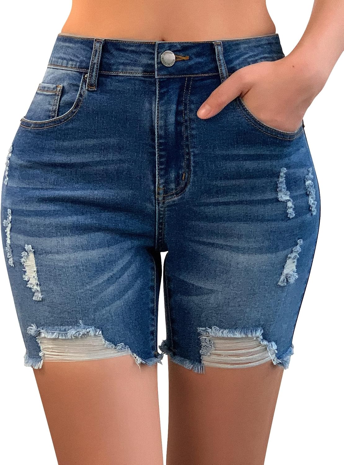 Casual Summer Ripped High Waisted Jean Shorts for Women