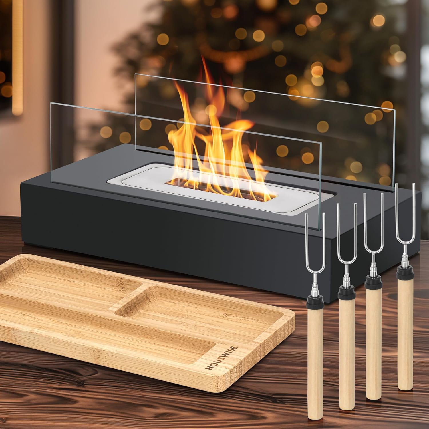 Tabletop Fire Pit for S'mores - Indoor & Outdoor Mini Fireplace