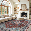 Washable 9x12 Area Rug - Large Boho Tribal Rug for Living Room