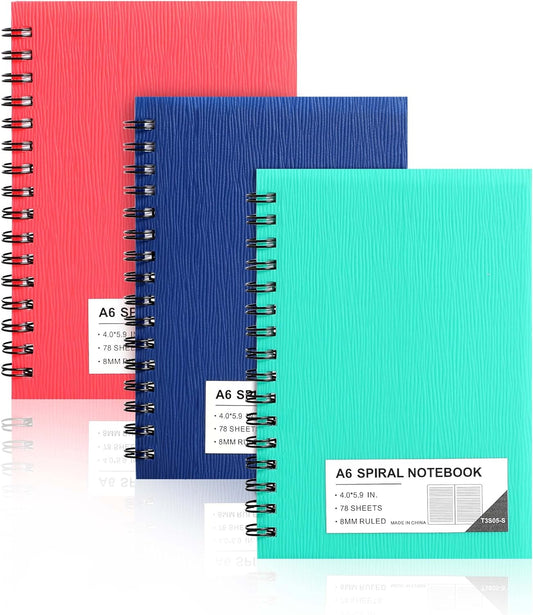 FLYING EAGLE Premium 4x6 Spiral Notebooks - 3 Pack for School & Work