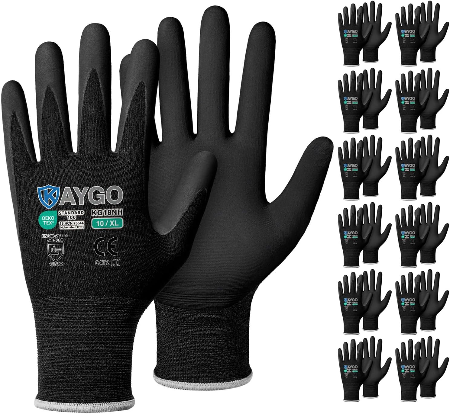 KAYGO Safety Work Gloves with MicroFoam Nitrile Coating XL