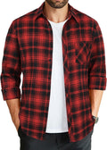 COOFANDY Men's Flannel Plaid Shirt Button Down - Casual Fall Jacket