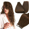 Full Shine 16 in Tape In Human Hair Extensions Medium Brown - Natural
