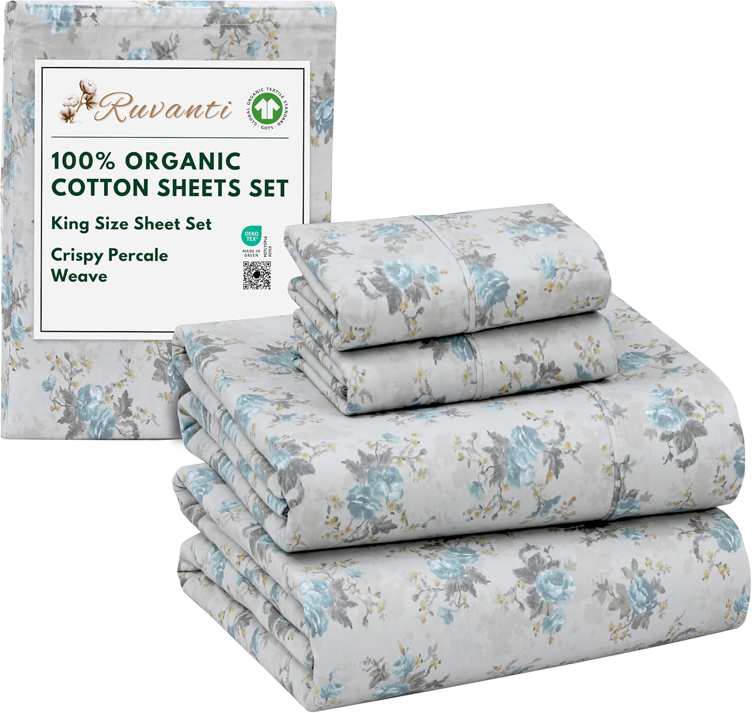 100% Organic Cotton King Size Sheets - Crisp & Breathable Bedding