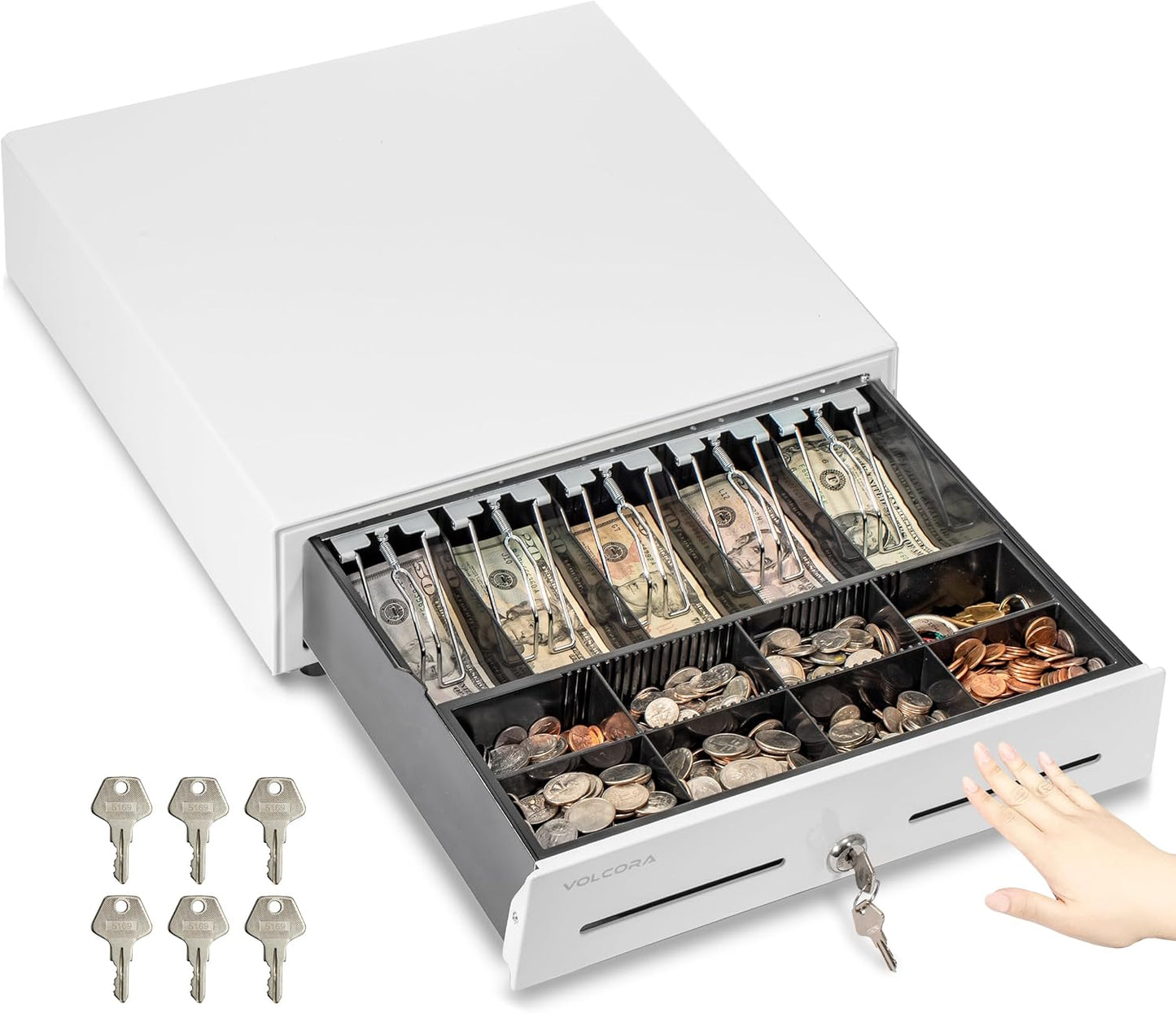 Volcora 16in Push Open Cash Register Drawer for POS Systems
