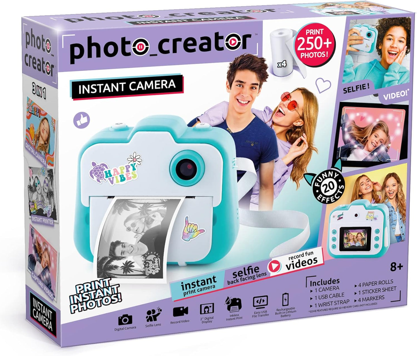 Instant Print Camera: 250 Photo Thermal Paper, LCD Screen | Canal Toys