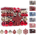 95Pcs Christmas Ball Ornaments Set - Neutral Red & Gold Holiday Decor