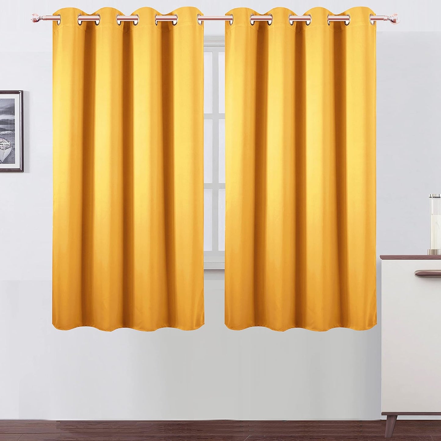 LEMOMO Yellow Blackout Curtains for Bedroom - Set of 2