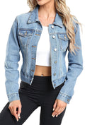 Women's Cropped Denim Jacket - Classic Fit, Soft 100% Cotton Clothing