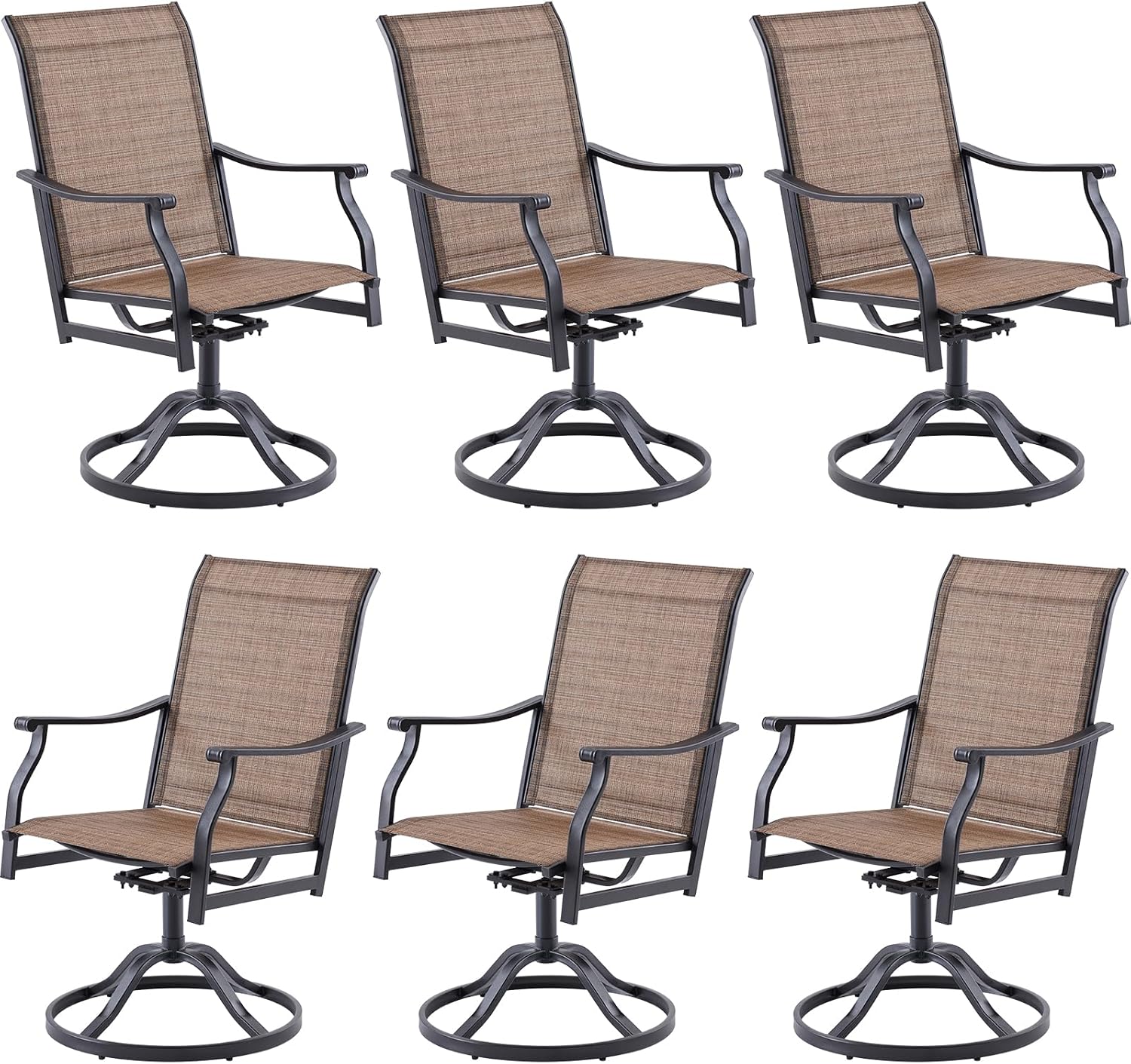 Soohow Swivel Outdoor Dining Chairs Set of 6 for Patio Comfort