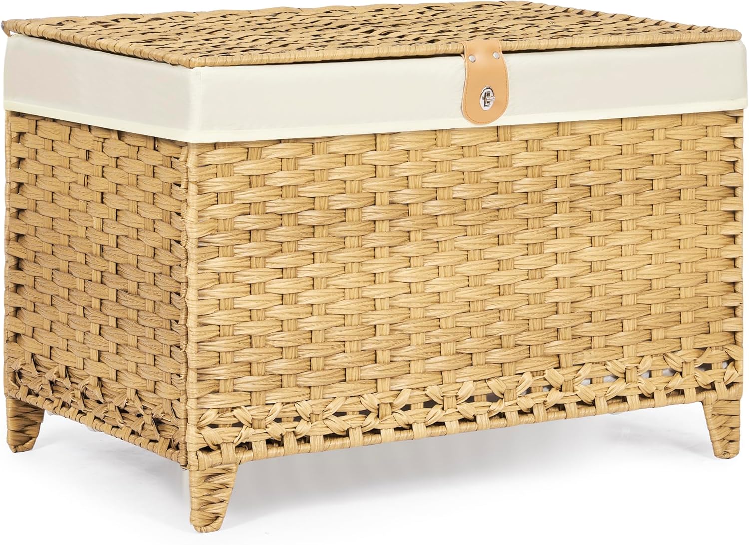 Wicker Storage Basket with Lid for Home Organization and Style
