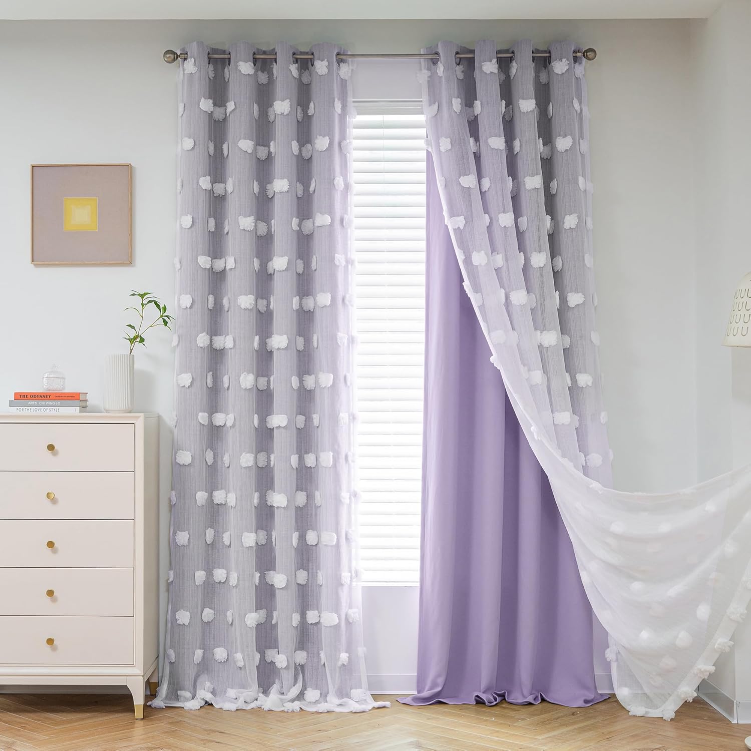 Light Blocking Lilac Curtains for Living Room and Kids Room