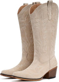 Suede Cowboy Boots for Women Mid Calf Cowgirl Boots - Comfortable are