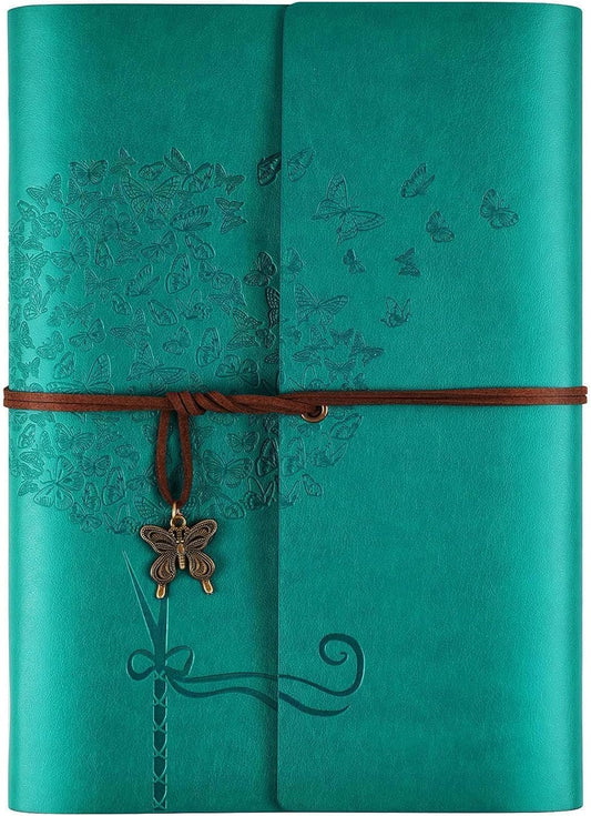 Refillable Blue Leather Journal for Women - A5 Size