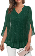 Sparkly V-Neck Blouses for Women with Ruffle Sleeves