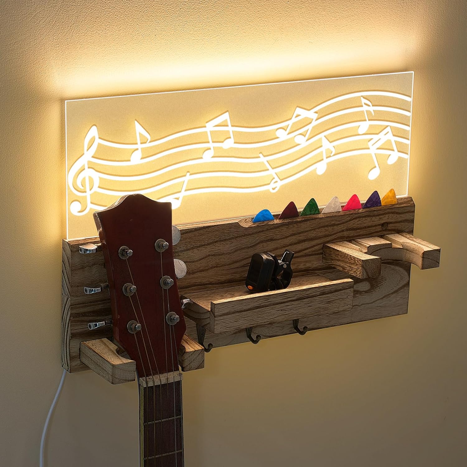 Wood Guitar Wall Mount- Organize & Display Instruments