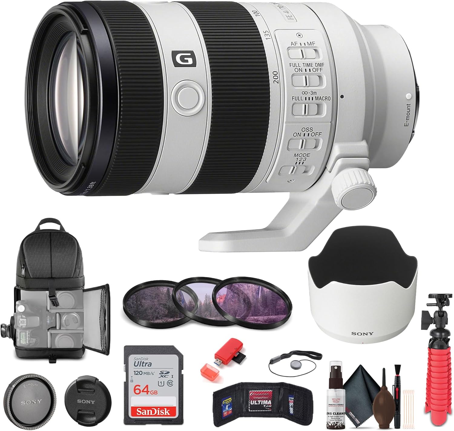 Sony FE 70-200mm f/4 Macro G OSS II Lens with Essential Accessories