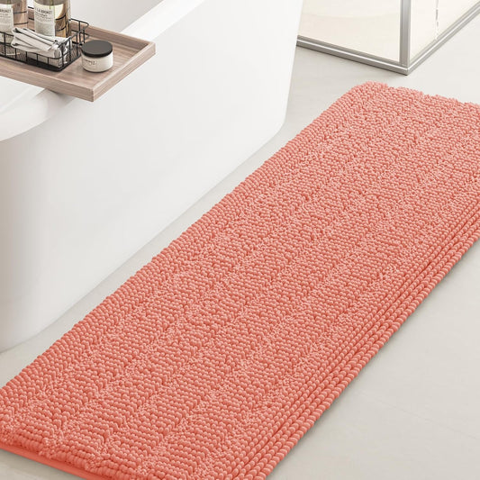 Ultra Soft Striped Coral Bathroom Rug Mat for Comfort and Safety