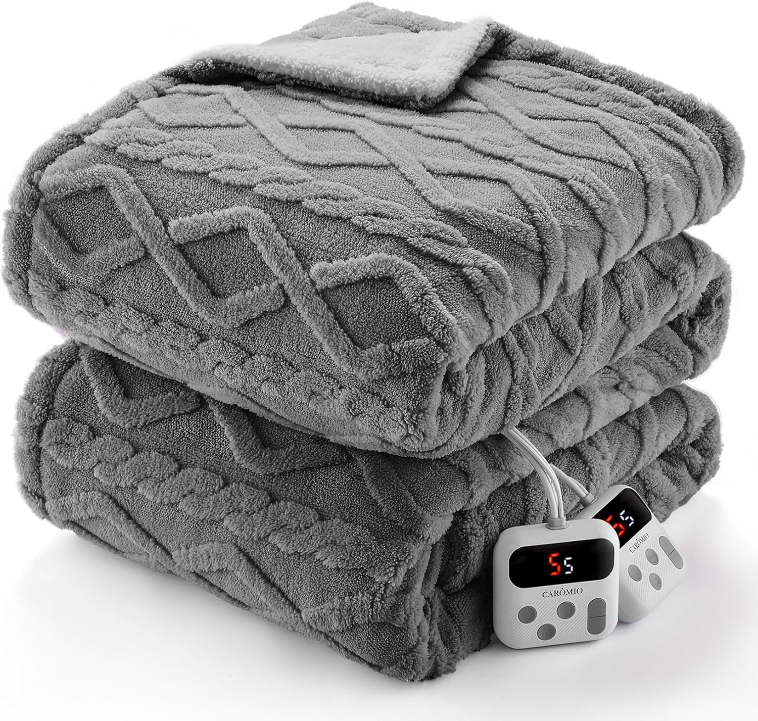 CAROMIO Electric Blanket Queen Size with Dual Control Features