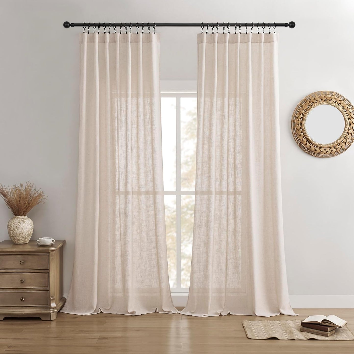Joydeco Linen Curtains 84 Inches Long for Living Room Decor