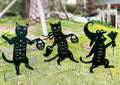 Metal Black Cat Garden Stakes Set of 3 for Halloween Yard Decor
