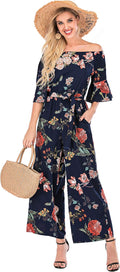 Floral Off Shoulder Wide Leg Jumpsuit - Flowy Summer Romper Jumpsuits