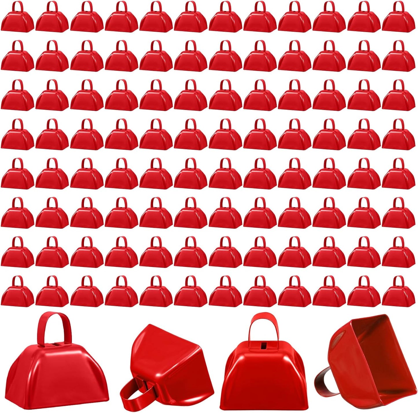 100 Pieces Metal Cowbell with Handle for Sporting Events