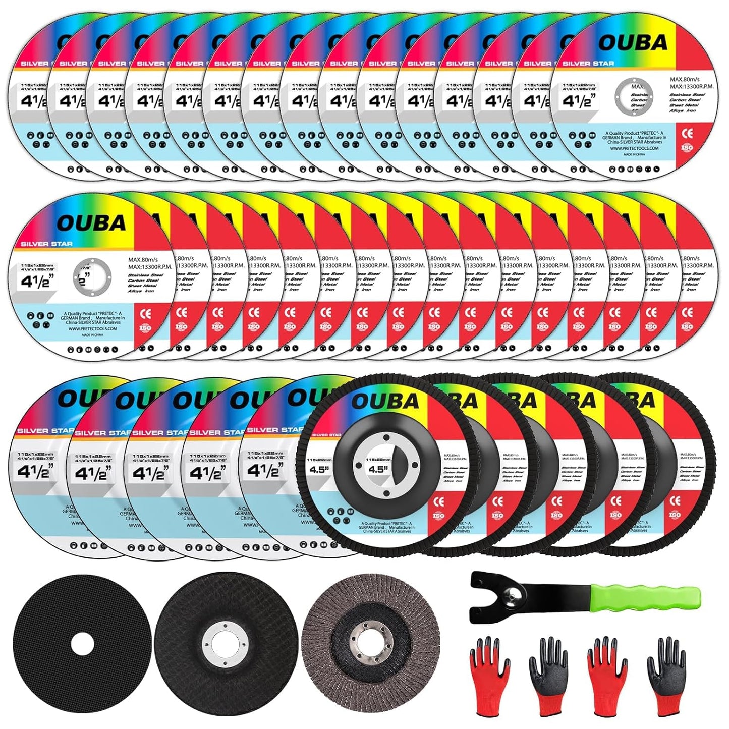 OUBA 43PCS Angle Grinder Disc Set - Cut, Grind, Sand Metal Effortlessly!