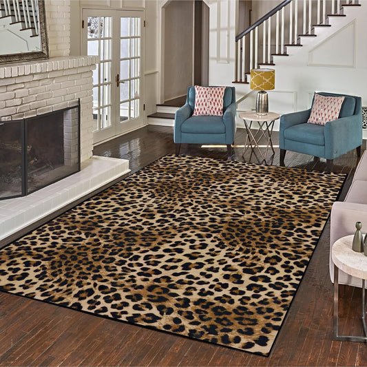 Leopard Rug 4x6 Cheetah Print Ultra Soft Non-Slip Carpet