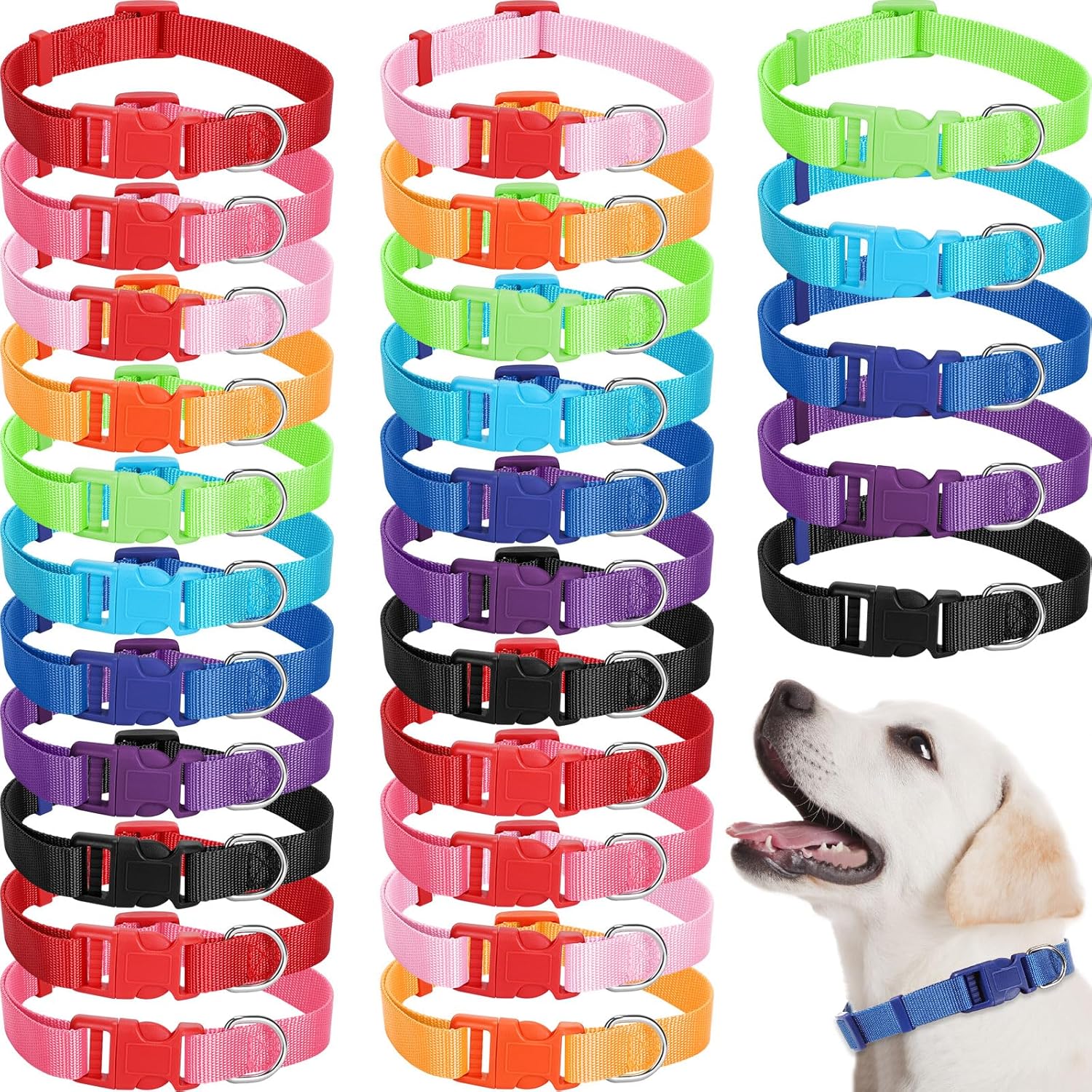 27 Pcs Adjustable Nylon Dog Collar Set for All Dog Sizes
