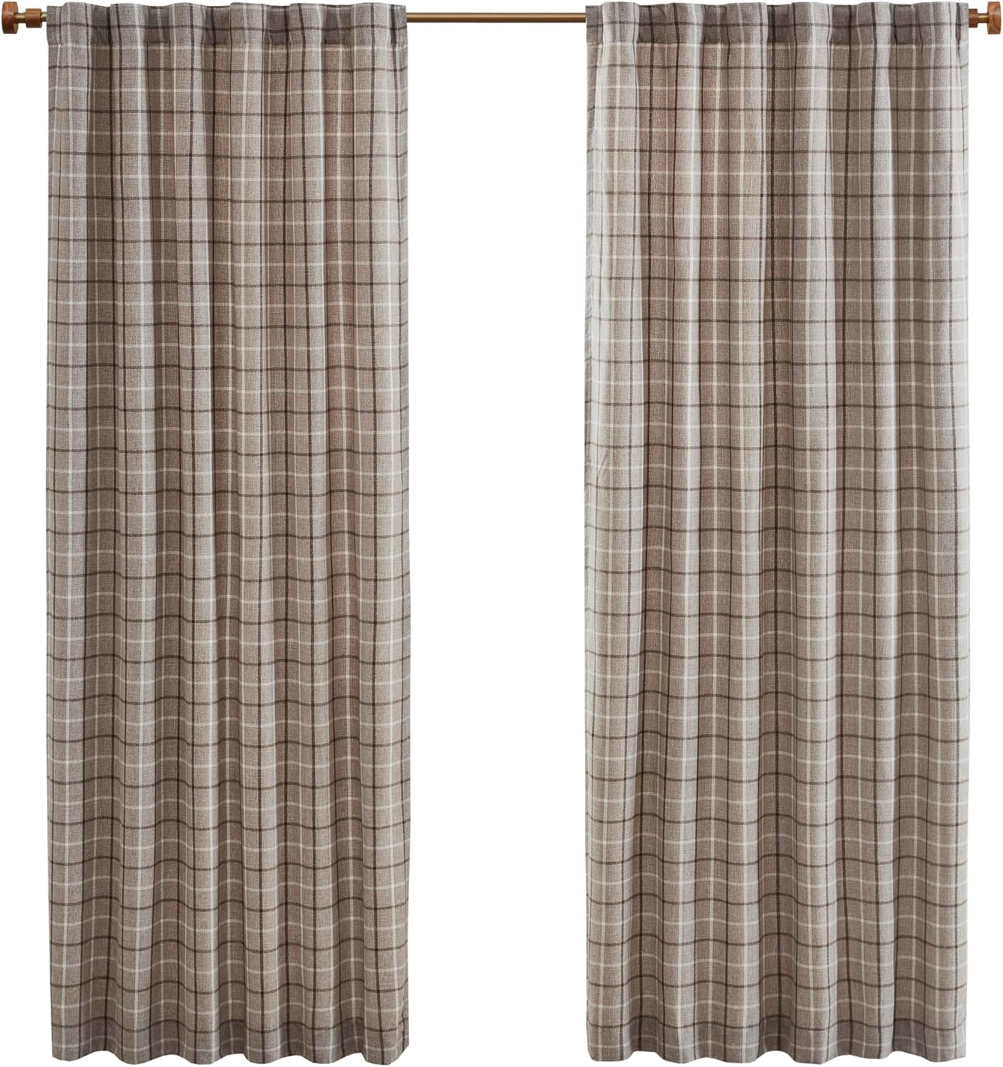 Madison Park Cabin Plaid Thermal Curtain - Room Darkening 50x95 Brown