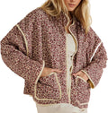 Cropped Floral Puffer Jacket for Women - Lightweight Quilted Style