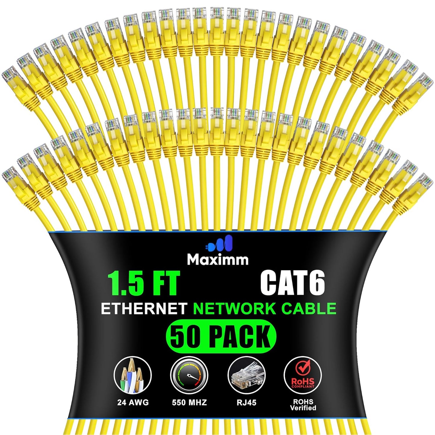 Maximm Cat 6 Ethernet Cable - High-Speed 10Gbps Network Cord
